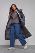 Оптом Пальто утепленное молодежное зимнее женское темно-фиолетового цвета 5873TF в Баку, фото 21