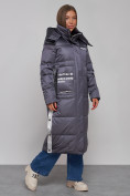 Оптом Пальто утепленное молодежное зимнее женское темно-фиолетового цвета 5873TF во Владивостоке, фото 3