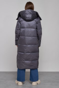Оптом Пальто утепленное молодежное зимнее женское темно-фиолетового цвета 5873TF, фото 4