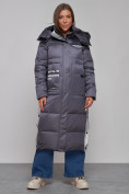Оптом Пальто утепленное молодежное зимнее женское темно-фиолетового цвета 5873TF в Оренбурге, фото 8