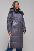 Оптом Пальто утепленное молодежное зимнее женское темно-фиолетового цвета 5873TF в Казани, фото 9