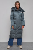 Оптом Пальто утепленное молодежное зимнее женское темно-зеленого цвета 5873TZ в Омске, фото 10