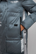 Оптом Пальто утепленное молодежное зимнее женское темно-зеленого цвета 5873TZ в Новокузнецке, фото 11