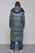 Оптом Пальто утепленное молодежное зимнее женское темно-зеленого цвета 5873TZ в Оренбурге, фото 4