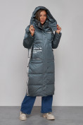Оптом Пальто утепленное молодежное зимнее женское темно-зеленого цвета 5873TZ в Тольятти, фото 5