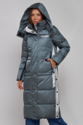 Оптом Пальто утепленное молодежное зимнее женское темно-зеленого цвета 5873TZ в Иркутске, фото 6