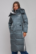 Оптом Пальто утепленное молодежное зимнее женское темно-зеленого цвета 5873TZ в Алма-Ате, фото 8