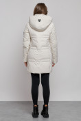 Оптом Зимняя женская куртка молодежная с капюшоном бежевого цвета 589003B в Казани, фото 4
