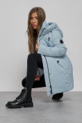 Оптом Зимняя женская куртка молодежная с капюшоном голубого цвета 589003Gl в Екатеринбурге, фото 12