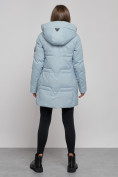 Оптом Зимняя женская куртка молодежная с капюшоном голубого цвета 589003Gl в Казани, фото 4