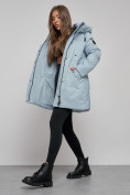 Оптом Зимняя женская куртка молодежная с капюшоном голубого цвета 589003Gl в Екатеринбурге, фото 7