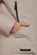 Оптом Зимняя женская куртка молодежная с капюшоном коричневого цвета 589006K в Екатеринбурге, фото 16
