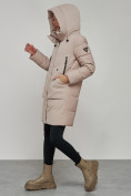 Оптом Зимняя женская куртка молодежная с капюшоном коричневого цвета 589006K в Екатеринбурге, фото 8