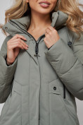 Оптом Зимняя женская куртка молодежная с капюшоном цвета хаки 589006Kh в Екатеринбурге, фото 12