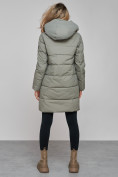 Оптом Зимняя женская куртка молодежная с капюшоном цвета хаки 589006Kh в Казани, фото 4