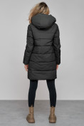 Оптом Зимняя женская куртка молодежная с капюшоном темно-серого цвета 589006TC в Казани, фото 4