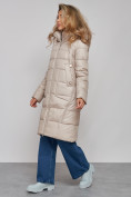 Оптом Пальто утепленное молодежное зимнее женское бежевого цвета 589098B в Сочи, фото 4