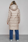Оптом Пальто утепленное молодежное зимнее женское бежевого цвета 589098B в Сочи, фото 5
