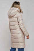 Оптом Пальто утепленное молодежное зимнее женское бежевого цвета 589098B, фото 9
