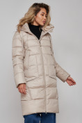 Оптом Пальто утепленное молодежное зимнее женское бежевого цвета 589098B в Омске, фото 22