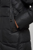 Оптом Пальто утепленное молодежное зимнее женское черного цвета 589098Ch, фото 11