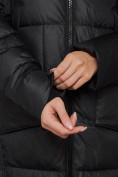 Оптом Пальто утепленное молодежное зимнее женское черного цвета 589098Ch в Самаре, фото 12