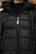 Оптом Пальто утепленное молодежное зимнее женское черного цвета 589098Ch, фото 13