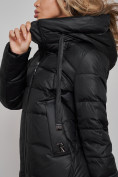 Оптом Пальто утепленное молодежное зимнее женское черного цвета 589098Ch в Новосибирске, фото 14