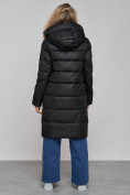Оптом Пальто утепленное молодежное зимнее женское черного цвета 589098Ch в Перми, фото 4