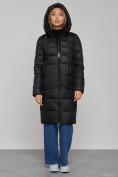 Оптом Пальто утепленное молодежное зимнее женское черного цвета 589098Ch в Тольятти, фото 5