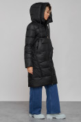 Оптом Пальто утепленное молодежное зимнее женское черного цвета 589098Ch в Перми, фото 6