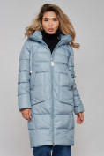 Оптом Пальто утепленное молодежное зимнее женское голубого цвета 589098Gl в Самаре, фото 10
