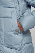 Оптом Пальто утепленное молодежное зимнее женское голубого цвета 589098Gl в Уфе, фото 12