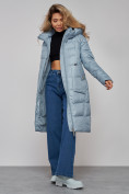 Оптом Пальто утепленное молодежное зимнее женское голубого цвета 589098Gl в Екатеринбурге, фото 18