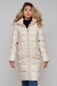 Оптом Пальто утепленное молодежное зимнее женское светло-бежевого цвета 589098SB в Перми, фото 11