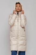 Оптом Пальто утепленное молодежное зимнее женское светло-бежевого цвета 589098SB в Сочи, фото 22