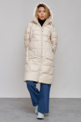 Оптом Пальто утепленное молодежное зимнее женское светло-бежевого цвета 589098SB, фото 9