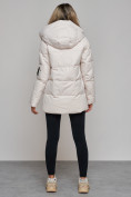 Оптом Зимняя женская куртка модная с капюшоном бежевого цвета 589827B в Казани, фото 6