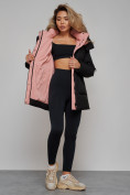 Оптом Зимняя женская куртка модная с капюшоном черного цвета 589827Ch в Екатеринбурге, фото 18