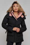 Оптом Зимняя женская куртка модная с капюшоном черного цвета 589827Ch в Казани, фото 20