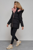 Оптом Зимняя женская куртка модная с капюшоном черного цвета 589827Ch в Екатеринбурге, фото 3