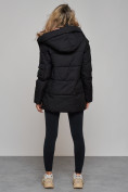 Оптом Зимняя женская куртка модная с капюшоном черного цвета 589827Ch в Казани, фото 4