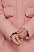 Оптом Зимняя женская куртка модная с капюшоном розового цвета 589827R в Казани, фото 12