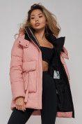 Оптом Зимняя женская куртка модная с капюшоном розового цвета 589827R в Казани, фото 25