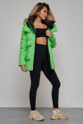 Оптом Зимняя женская куртка модная с капюшоном зеленого цвета 589827Z в Екатеринбурге, фото 15