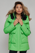 Оптом Зимняя женская куртка модная с капюшоном зеленого цвета 589827Z в Казани, фото 18