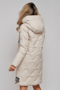 Оптом Пальто утепленное молодежное зимнее женское бежевого цвета 589899B, фото 6