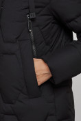 Оптом Пальто утепленное молодежное зимнее женское черного цвета 589899Ch в Волгоградке, фото 11