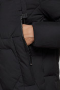 Оптом Пальто утепленное молодежное зимнее женское черного цвета 589899Ch в Самаре, фото 12