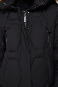 Оптом Пальто утепленное молодежное зимнее женское черного цвета 589899Ch в Сочи, фото 15